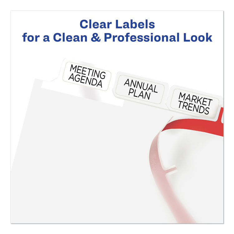Print and Apply Index Maker Clear Label Dividers, Big Tab, 8-Tab, 11 x 8.5, White, 5 Sets