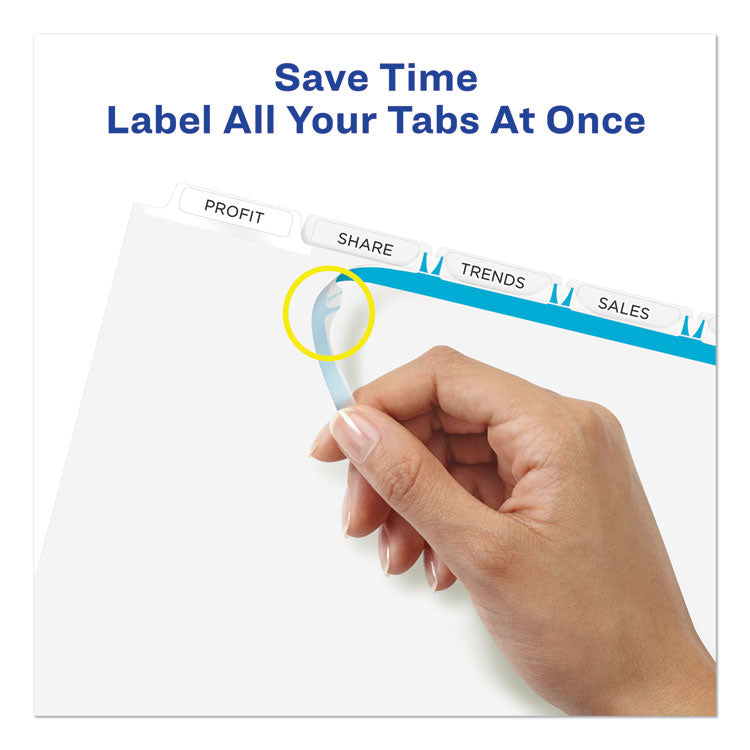 Print and Apply Index Maker Clear Label Plastic Dividers w/Printable Label Strip, 5-Tab, 11 x 8.5, Frosted Clear Tabs, 1 Set