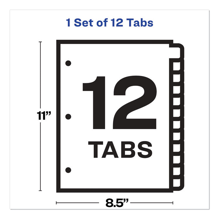 Print and Apply Index Maker Clear Label Dividers, 12-Tab, White Tabs, 11 x 8.5, White, 1 Set