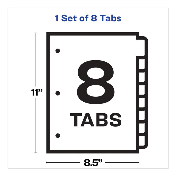 Print and Apply Index Maker Clear Label Dividers, Big Tab, 8-Tab, 11 x 8.5, White, 1 Set