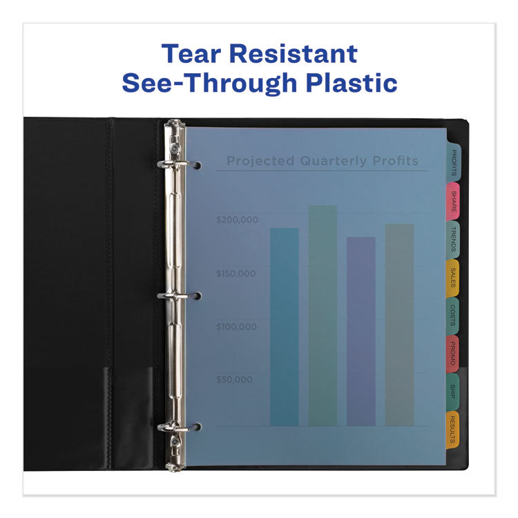 Print and Apply Index Maker Clear Label Plastic Dividers with Printable Label Strip, 5-Tab, 11 x 8.5, Assorted Tabs, 5 Sets