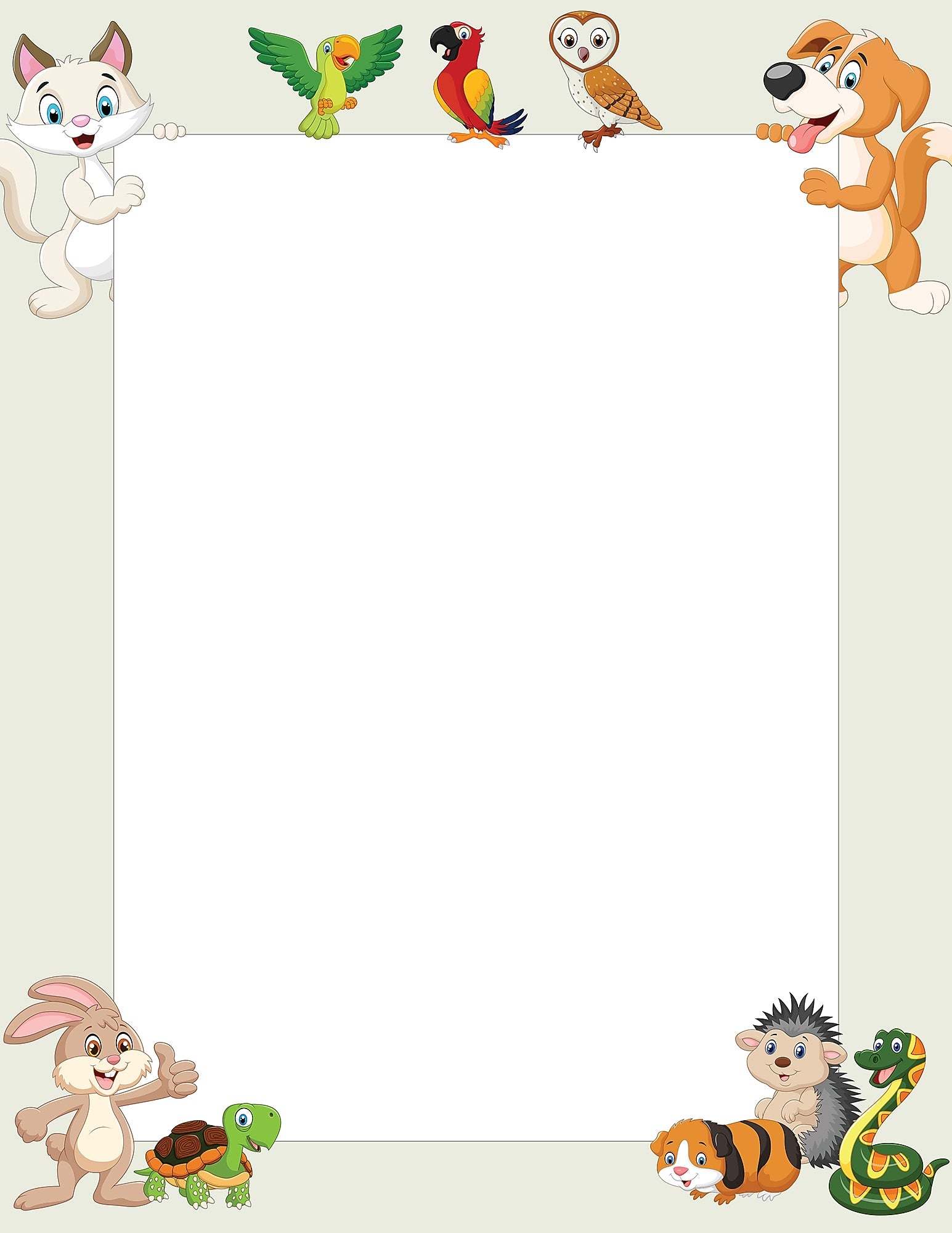 Great Papers Whimsical Animal Pals Everyday Letterhead, Multicolored, 50 Sheets/Pack (2025012)