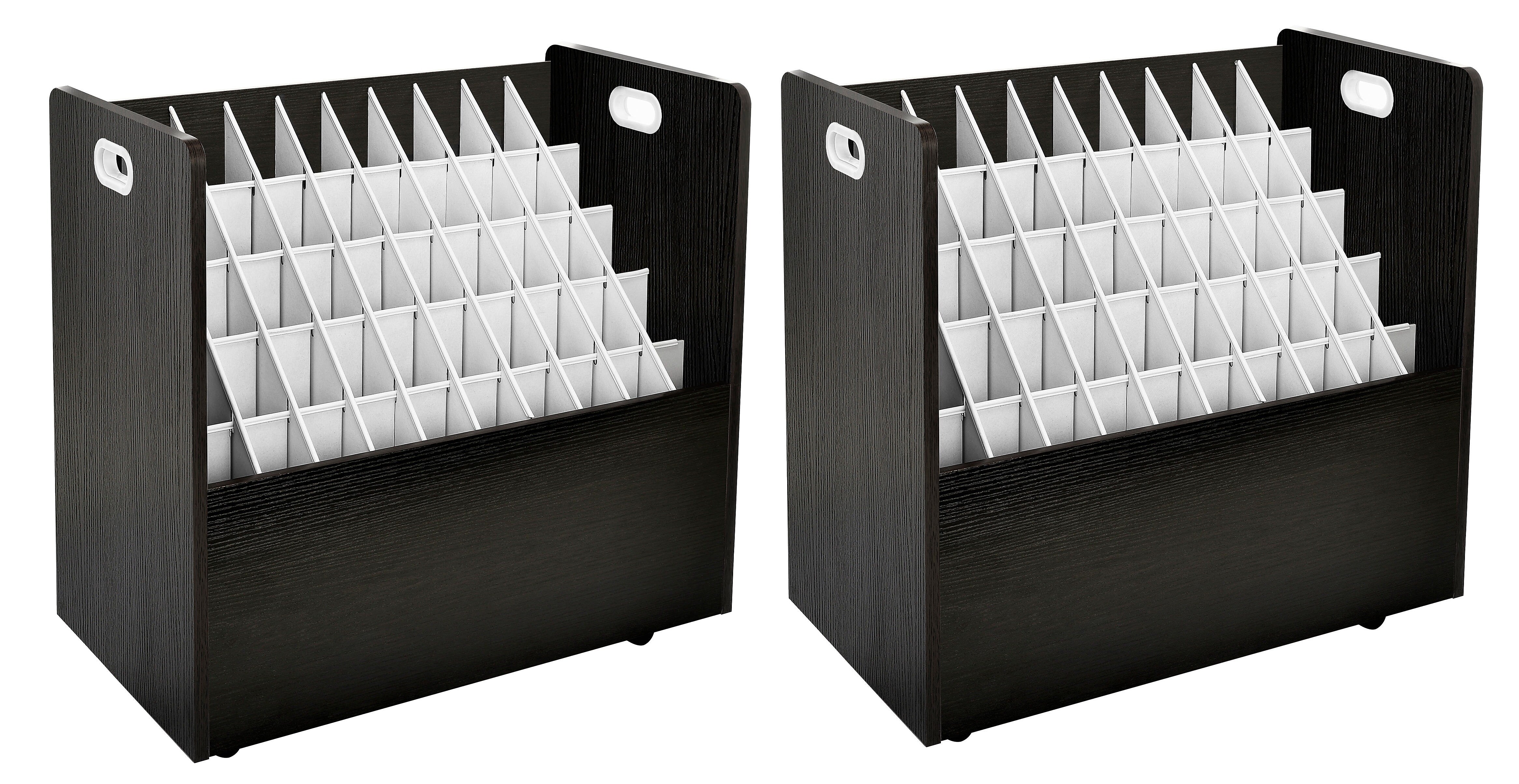 AdirOffice 50-Slot Mobile Roll File, 28.5"H x 30"W x 15.75"D, Black, 2/Pack (626-BLK-2PK)