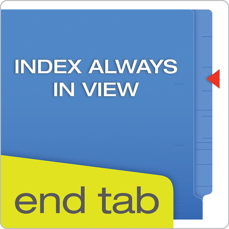 Pendaflex Recycled End Tab File Folder, Straight Cut, Letter Size, Blue, 100/Box (H110DBL)