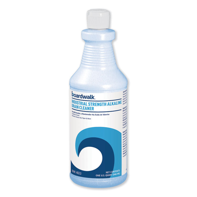 Industrial Strength Alkaline Drain Cleaner and Clog Remover, 32 oz Bottle, 12/Carton