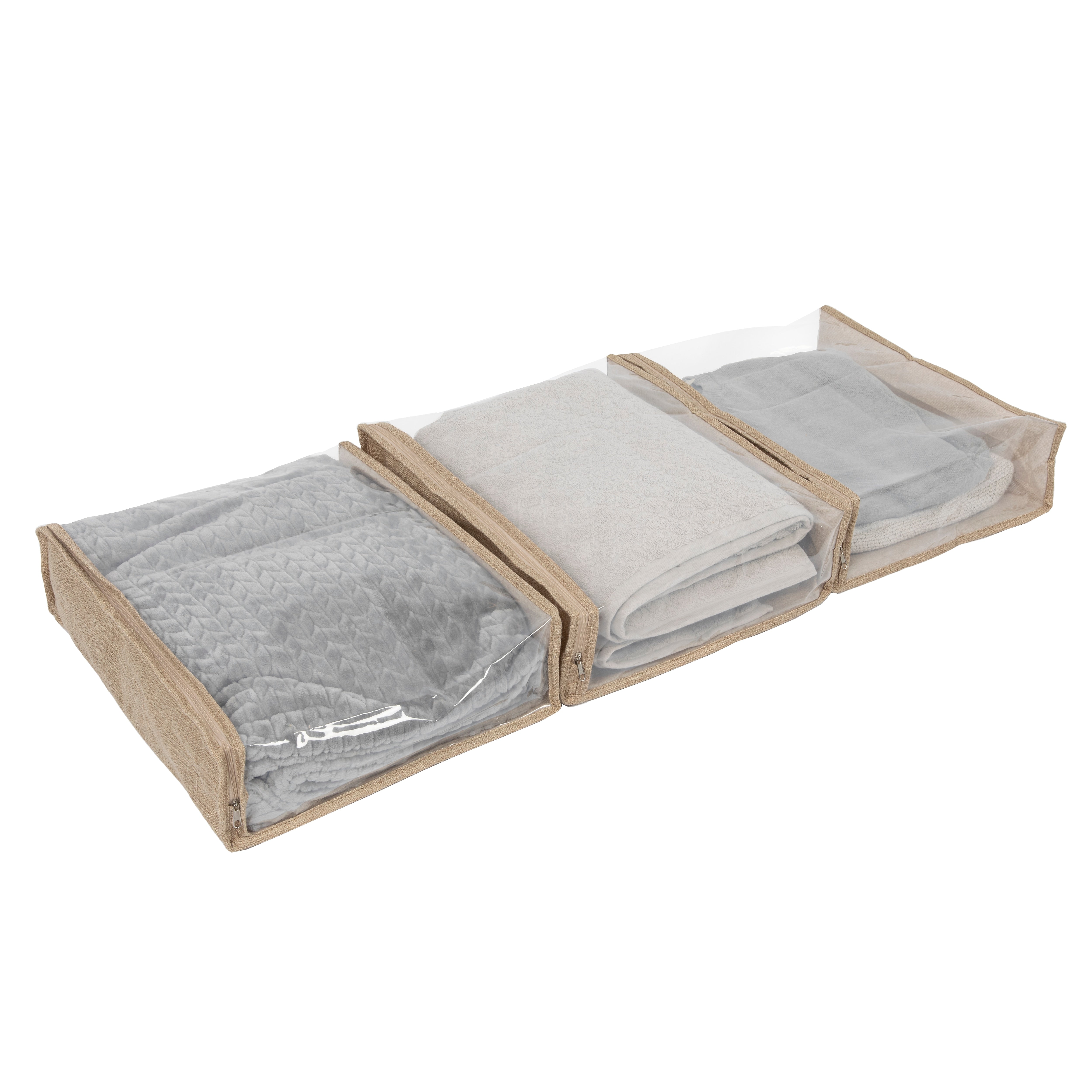 Household Essentials Under Bed Storage Bags, Beige, 3/Set (HE1045)