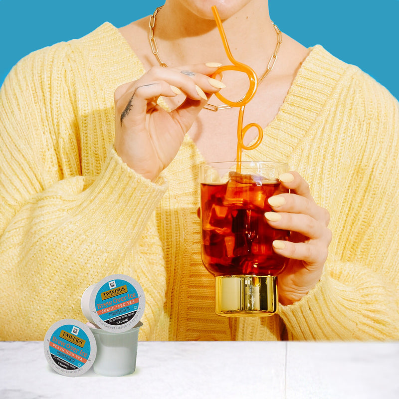 Twinings Brew Over Ice Peach Iced Black Tea, Keurig® K-Cup® Pods, 24/Box (F17280)