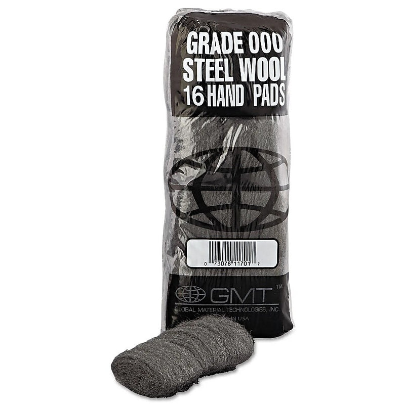 Global Material Steel Wool Hand Pad; #000 , X-Fine , 12 sleeves per case
