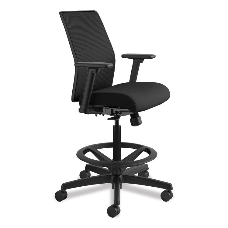 Ignition 2.0 Ilira-Stretch Mesh Back Task Stool, Supports Up To 300 Lb, 23" To 32" Seat Height, Black