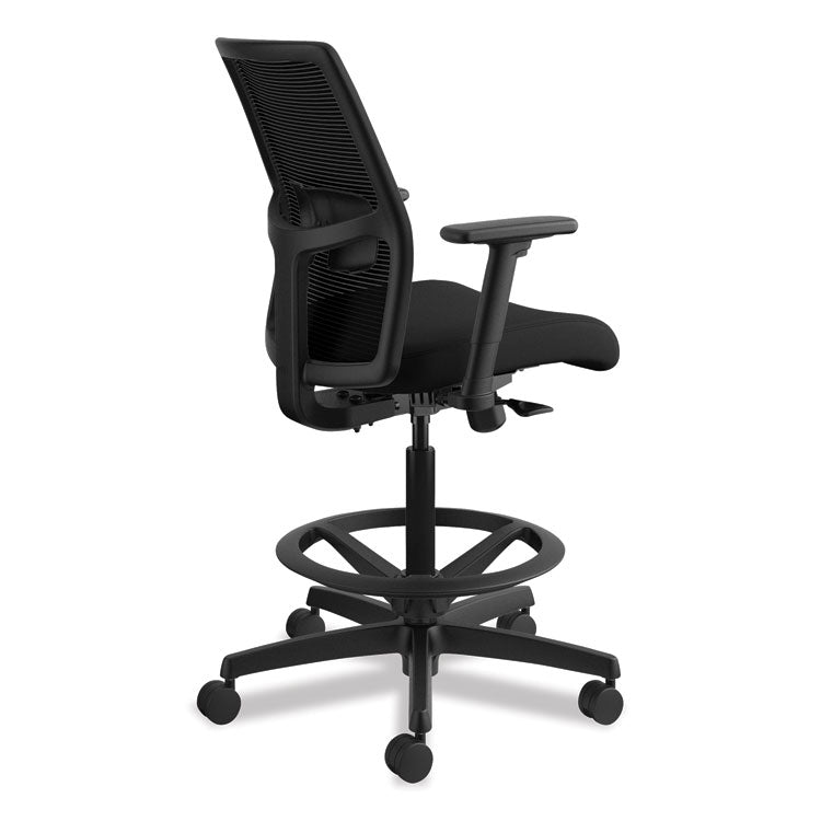 Ignition 2.0 Ilira-Stretch Mesh Back Task Stool, Supports Up To 300 Lb, 23" To 32" Seat Height, Black