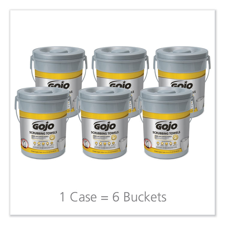 Scrubbing Towels, Hand Cleaning, 2-Ply, 10.5 x 12, Silver/Yellow, 72/Bucket, 6/Carton