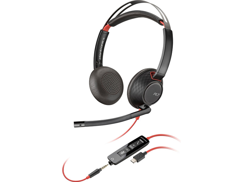Poly Blackwire 5220 Stereo Headset, USB-C/3.5mm, UC Certified, Bulk (8X231A6)