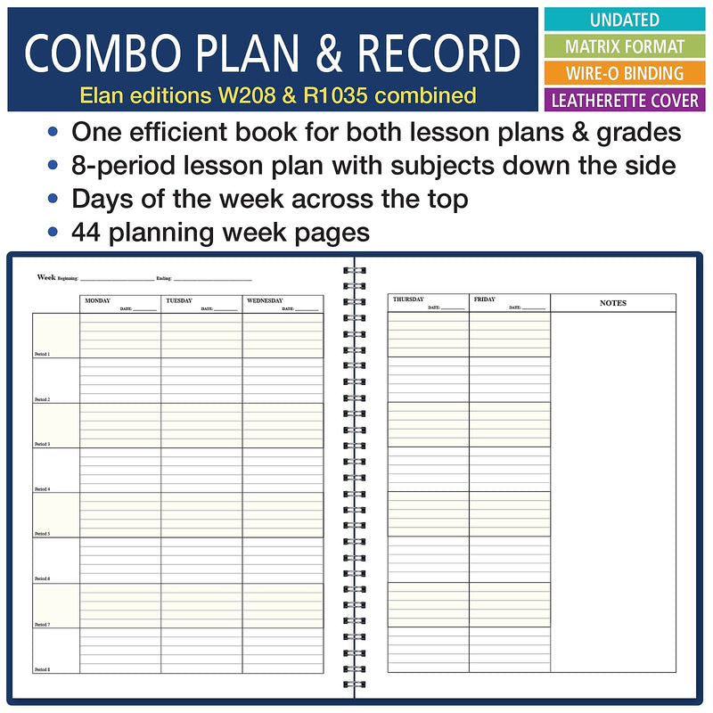ELAN Undated Combination Plan and Record Book, 8.5" x 11", 30/Pack (PR8-1035-CP)