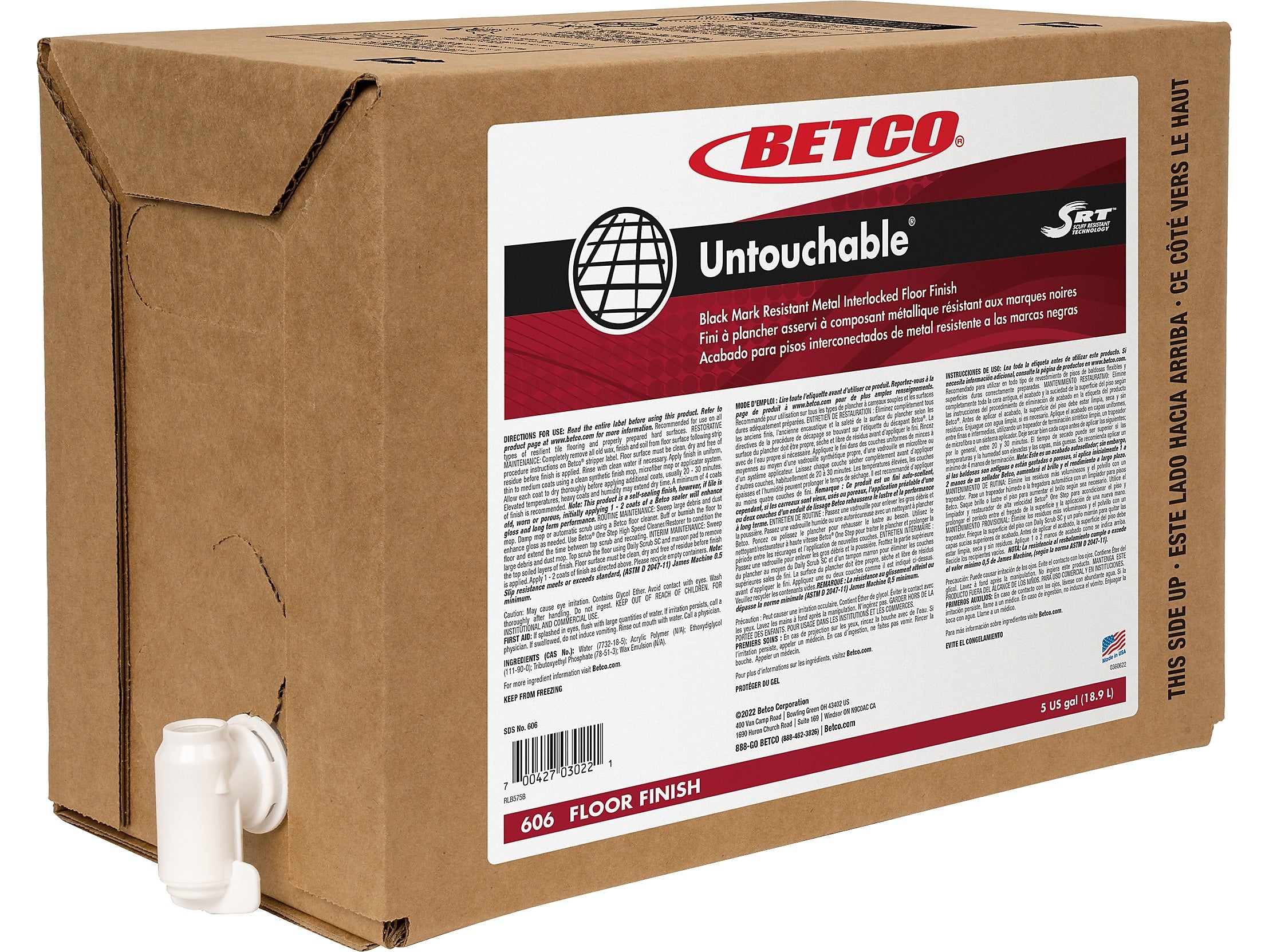 Betco Untouchable Floor Finish, 5 Gal. (606B500)