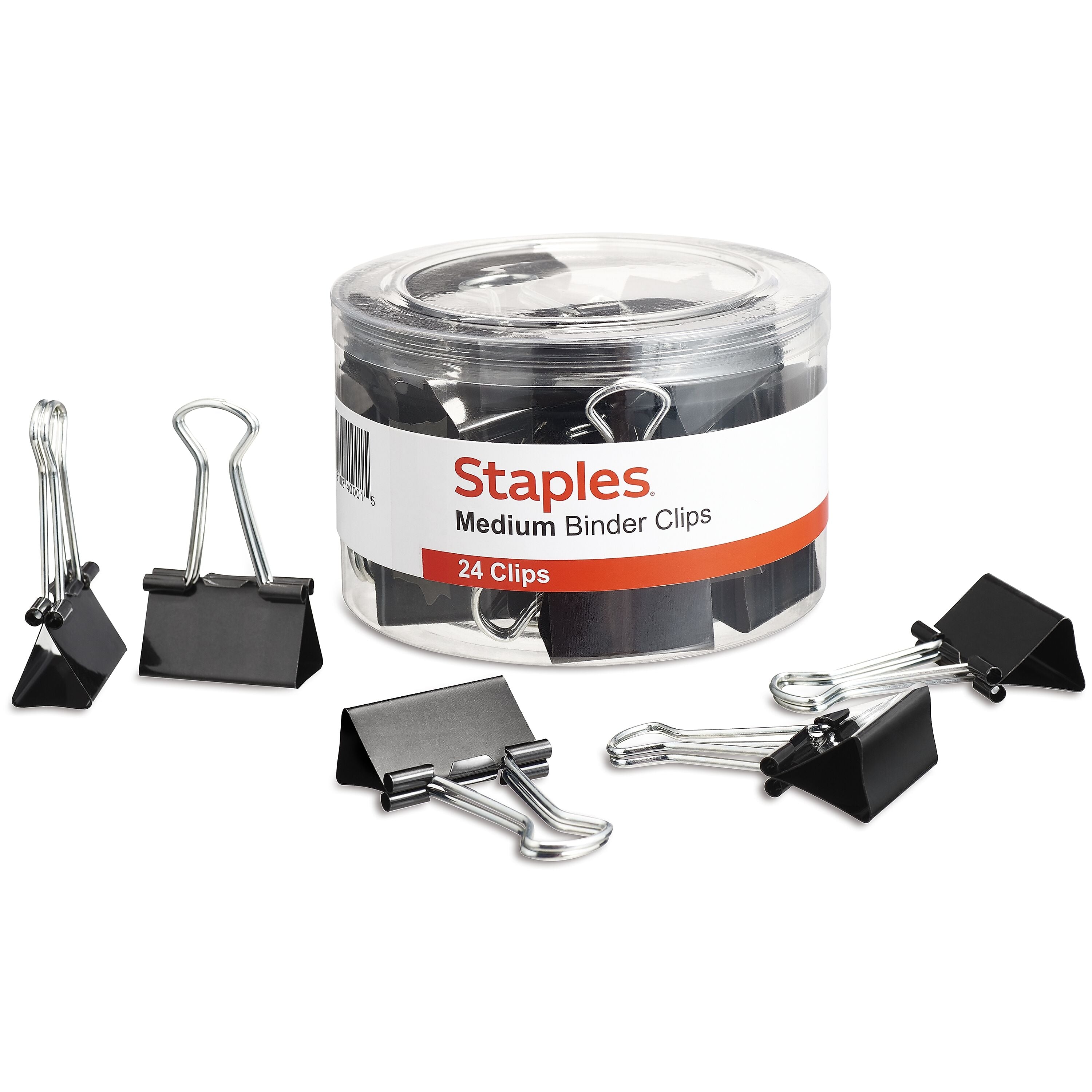 Staples Medium Binder Clips, 0.63" Capacity, Black, 24 Clips/Pack (ST10668/10668)