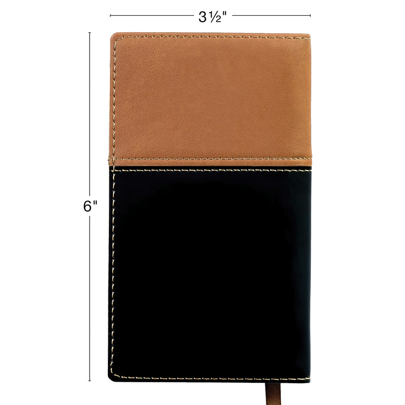 2026 Global Printed Products 3.5" x 6" Weekly & Monthly Planner, Faux Leather Cover, Black/Brown (NRY26-PKT-BN-P)