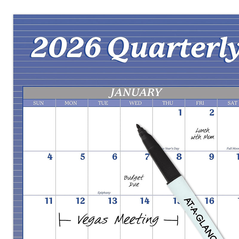 2026 AT-A-GLANCE 48" x 32" Yearly Dry Erase Wall Calendar, Reversible, White/Blue (A1152-26)
