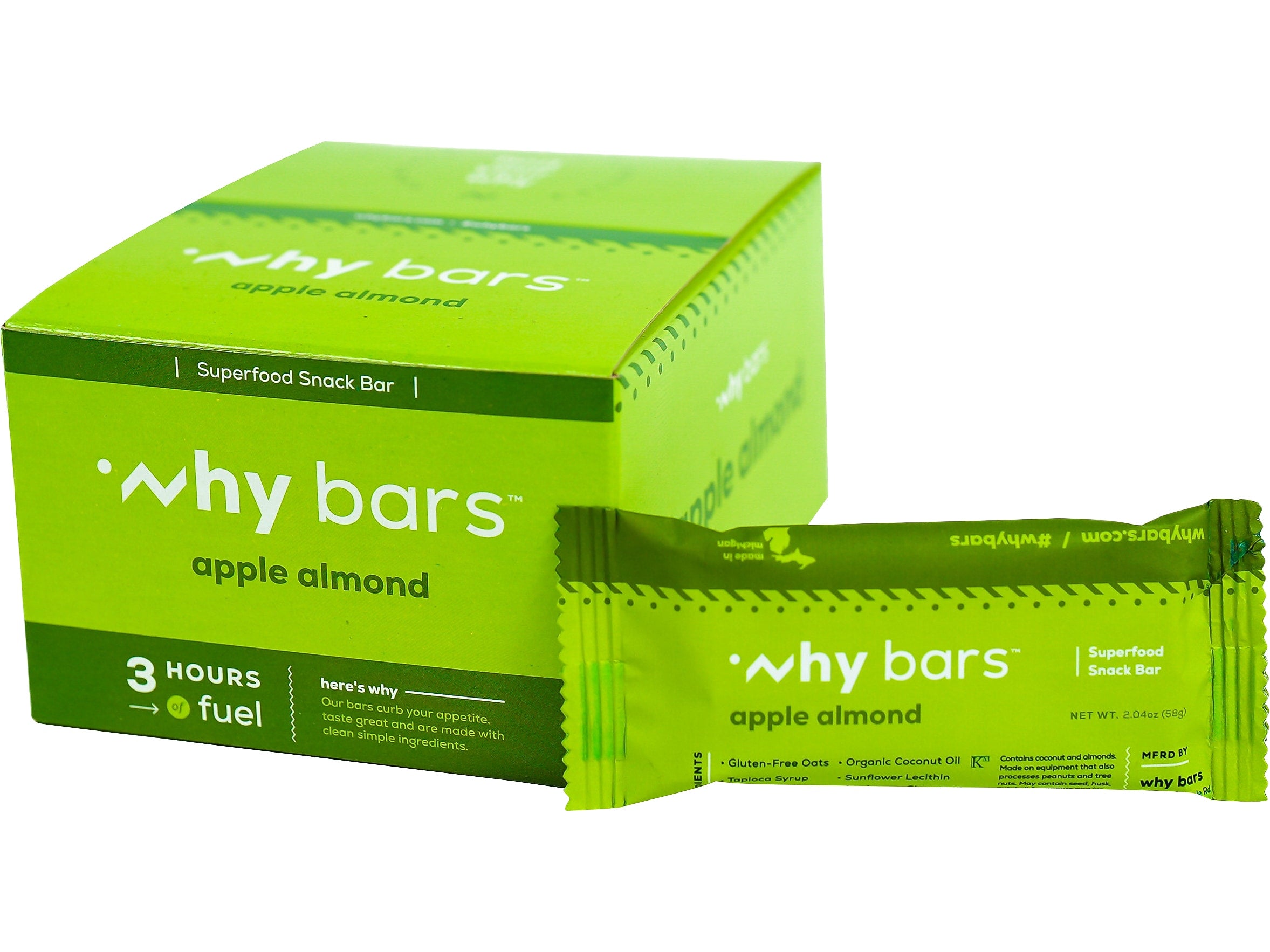 Why Bars Gluten-Free Apple Almond Superfood Energy Bar, 2.04 oz., 12 Bars/Box (WB3)