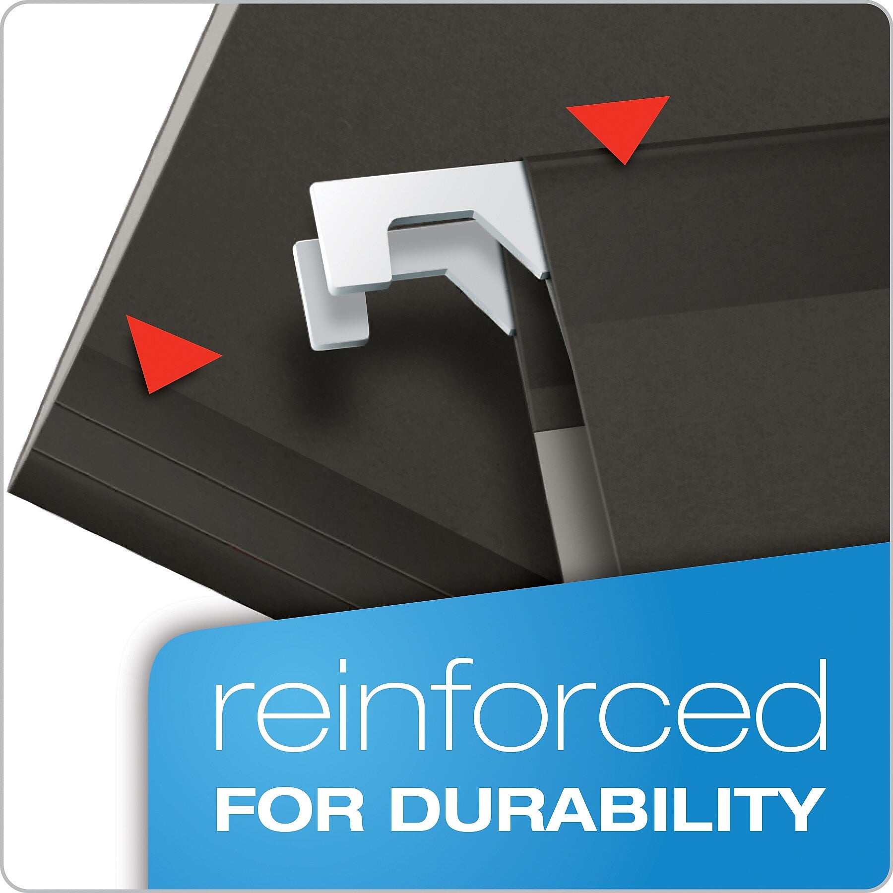 Pendaflex Reinforced Hanging File Folders, 1/5 Tab, Letter Size, Black, 25/Box (04152 1/5 BLA)