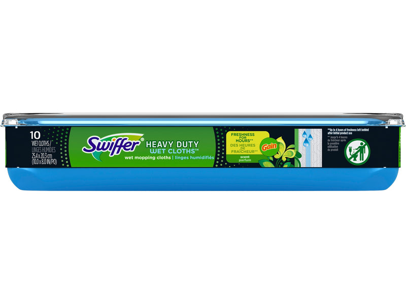 Swiffer Heavy-Duty Wet Cloths, Gain Scent, White, 10/Pack (76471)