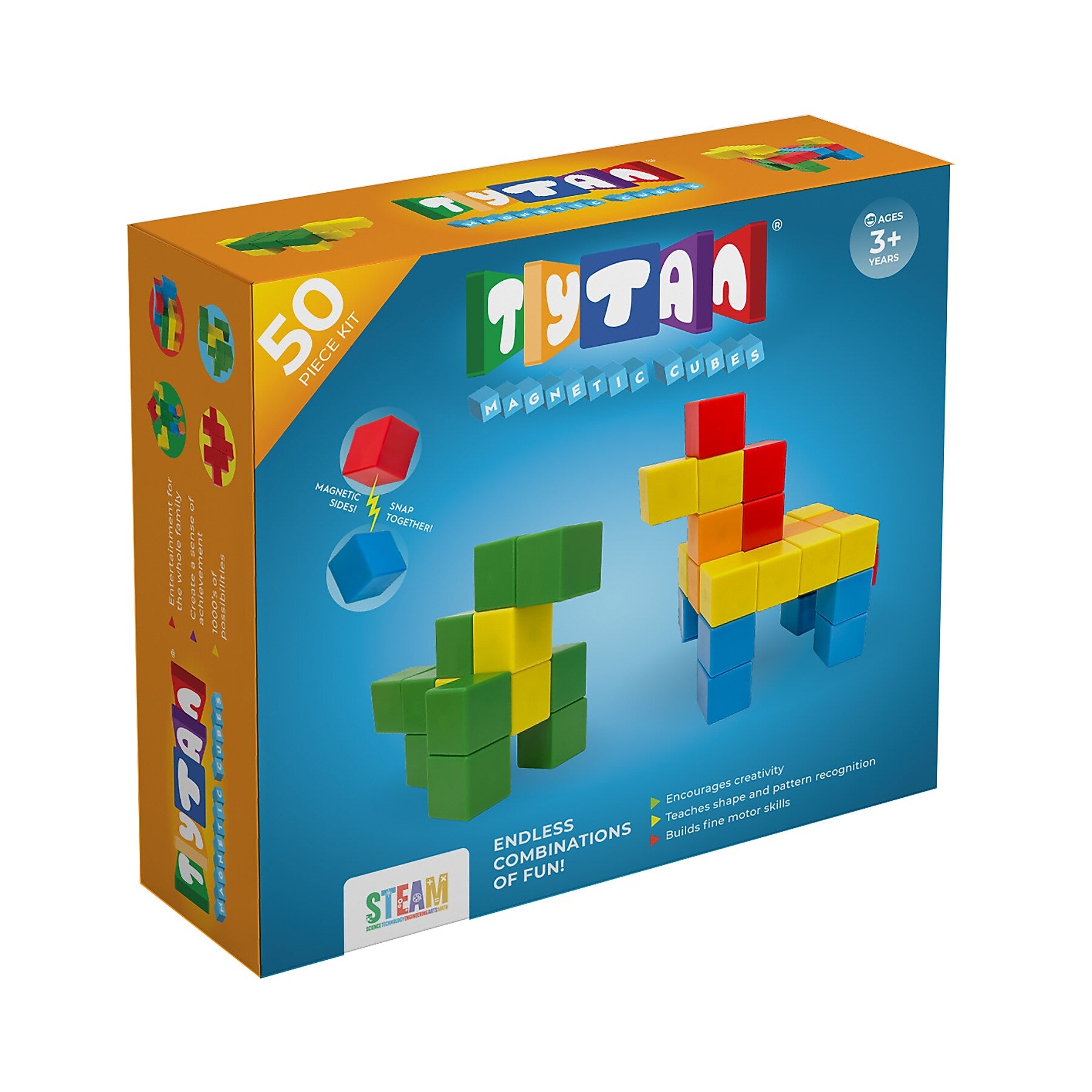 Tytan Toys Magnetic Cubes Building Blocks, 50 Pieces (ACTYT027)