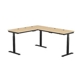 VersaDesk PowerLift 60"W Electric L-Shaped Adjustable Standing Desk, Maple/Black (PLLSD6072-BM-APP)