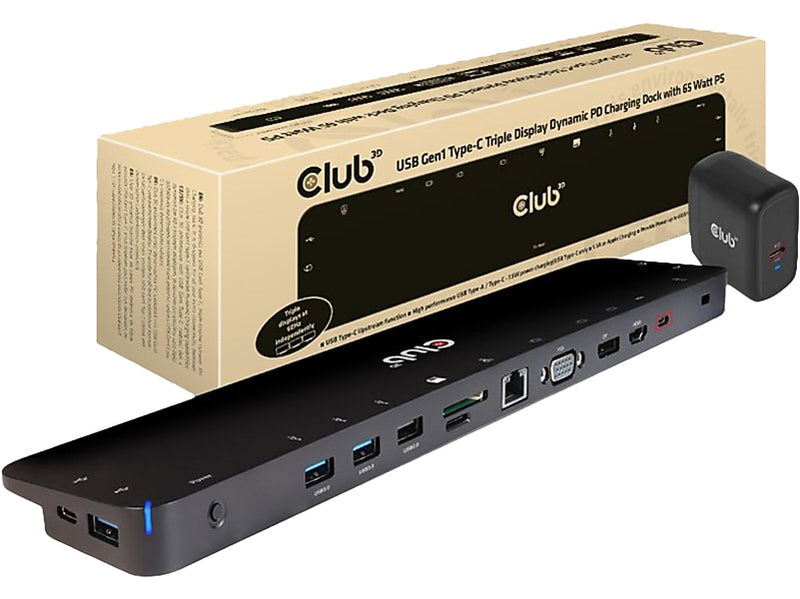 Club 3D Triple Display Charging Docking Station with 65W Power Supply (CSV-1564W65)