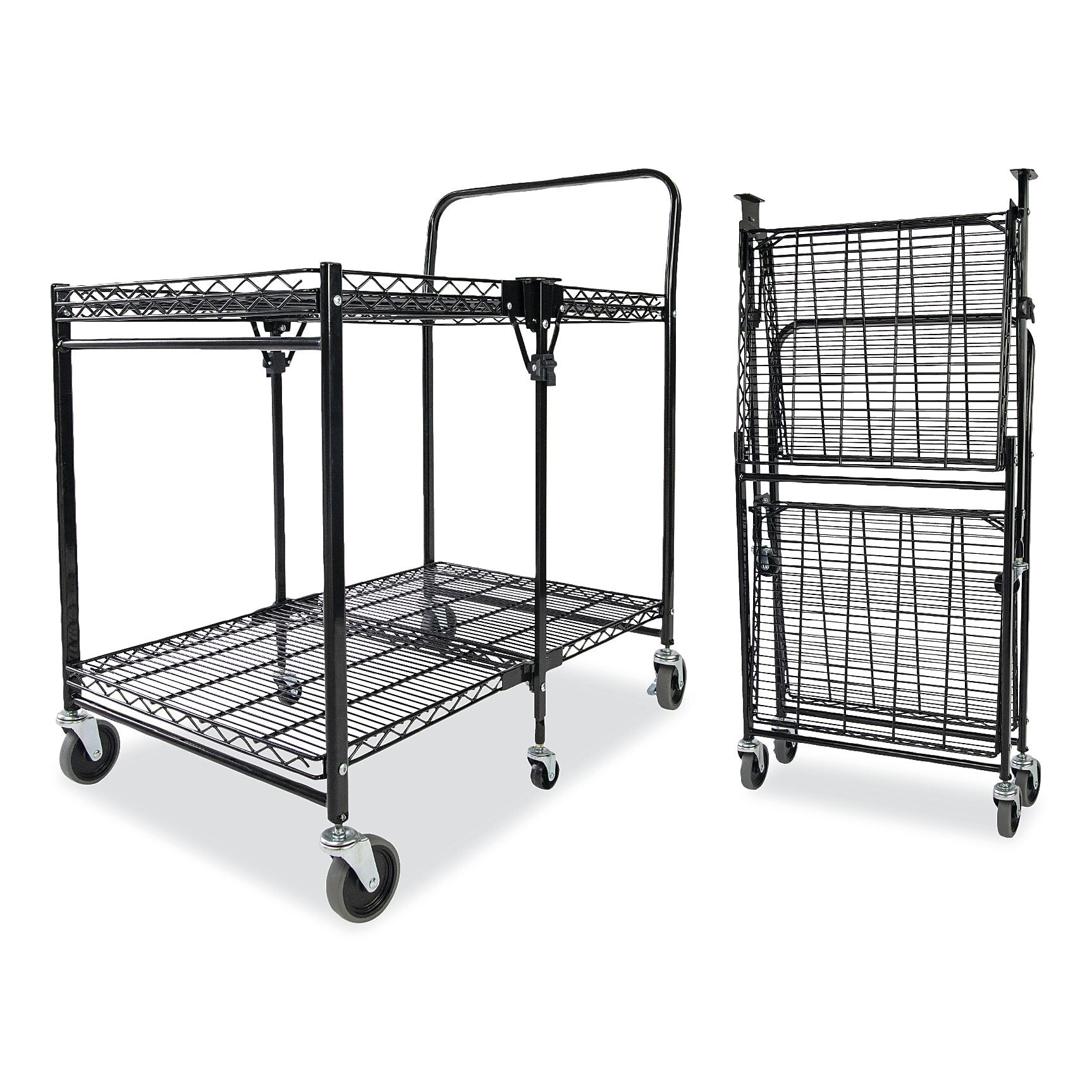 Bostitch Stowaway 2-Shelf Metal Mobile Folding Cart, Black (BOSBSACLGBLK)