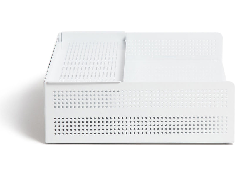 U Brands The Perforated Collection Metal Front Loading Letter Tray, Letter Size, White (5718U01-06)
