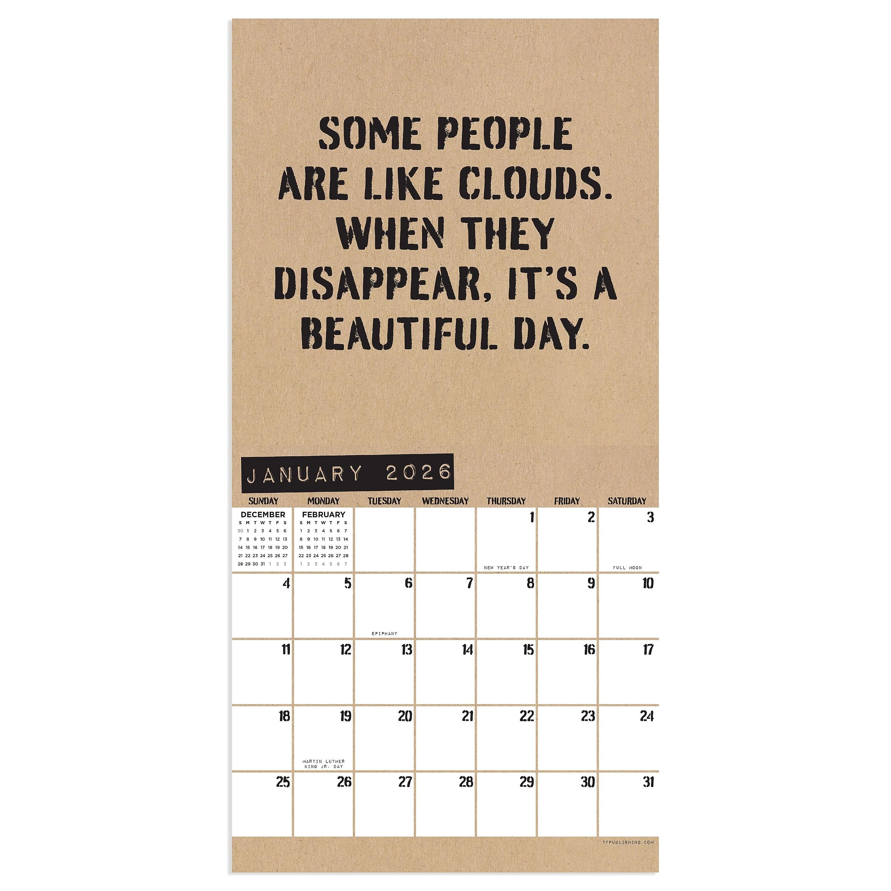 2026 TF Publishing 12" x 17" TF Publishing 7" x 7" Anti-Affirmations & Sarcasm Mini Calendar 26-2100