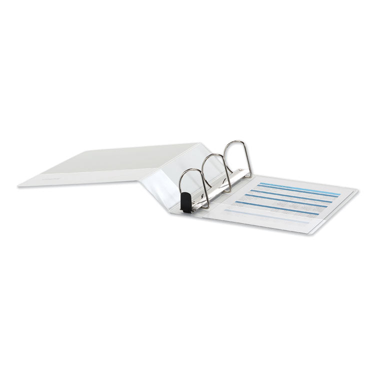 Deluxe Easy-To-Open D-Ring View Binder, 3 Rings, 3" Capacity, 11 X 8.5, White