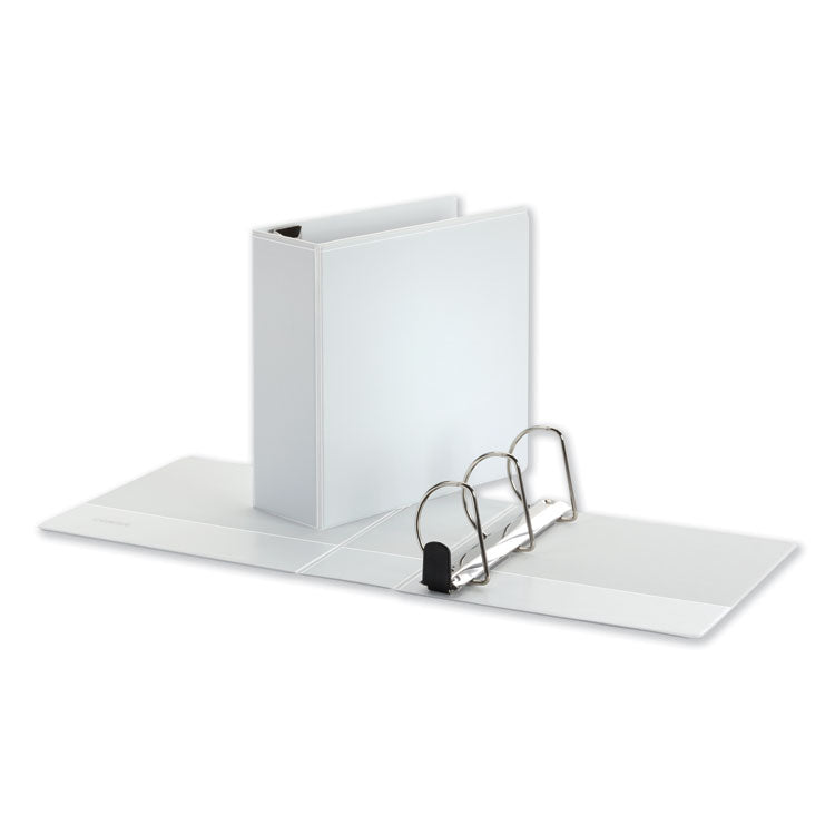 Deluxe Easy-To-Open D-Ring View Binder, 3 Rings, 4" Capacity, 11 X 8.5, White