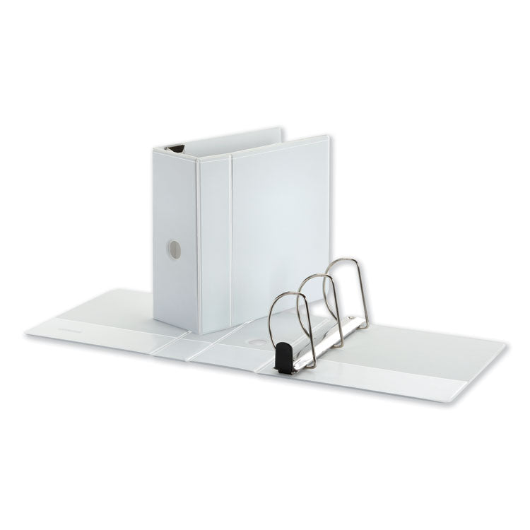 Deluxe Easy-To-Open D-Ring View Binder, 3 Rings, 5" Capacity, 11 X 8.5, White