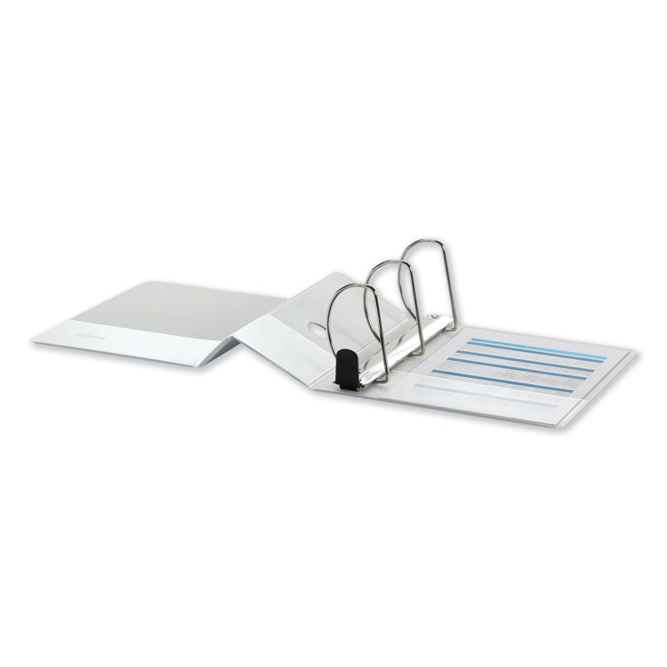 Deluxe Easy-To-Open D-Ring View Binder, 3 Rings, 5" Capacity, 11 X 8.5, White