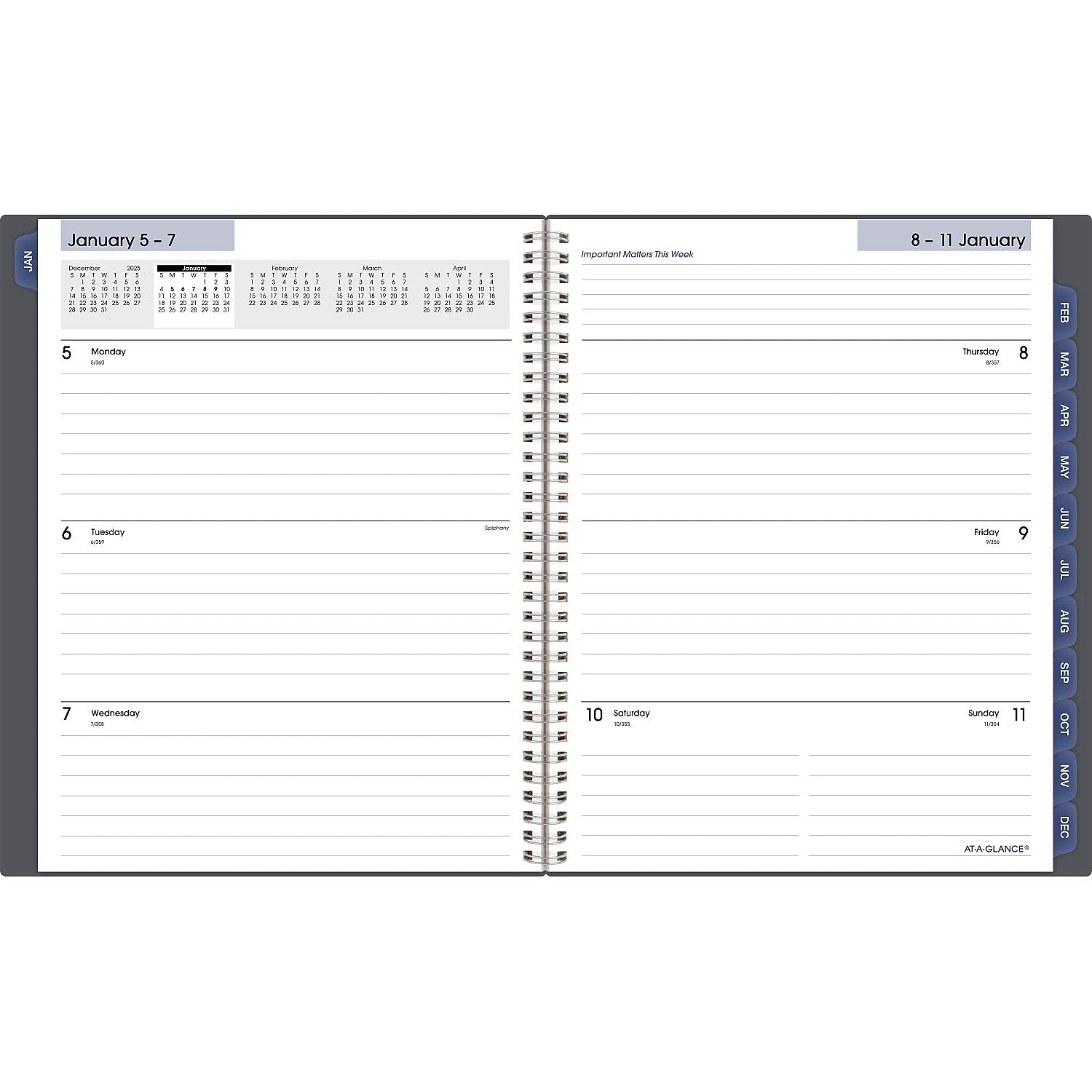 2026 AT-A-GLANCE DayMinder 8.5" x 11" Weekly & Monthly Planner, Poly Cover, Gray (GC545-07-26)