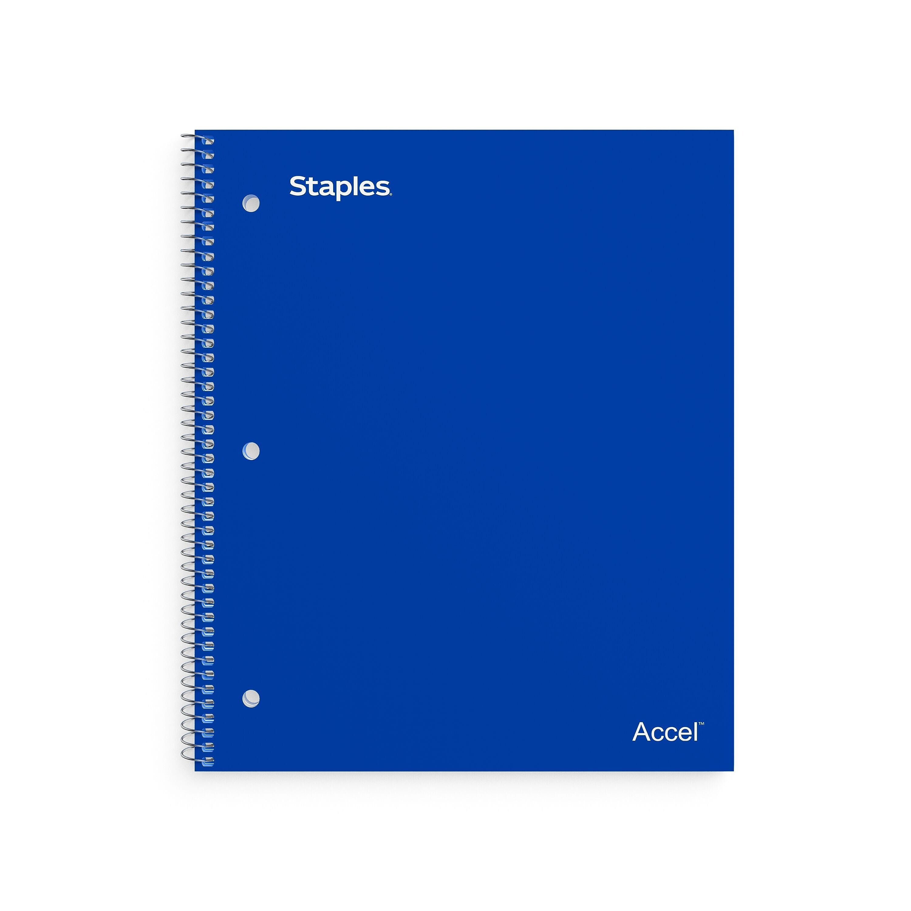 Staples® Accel 5-Subject Notebook, 8.5" x 11", College Ruled, 200 Sheets, Assorted Colors (ST15761D)