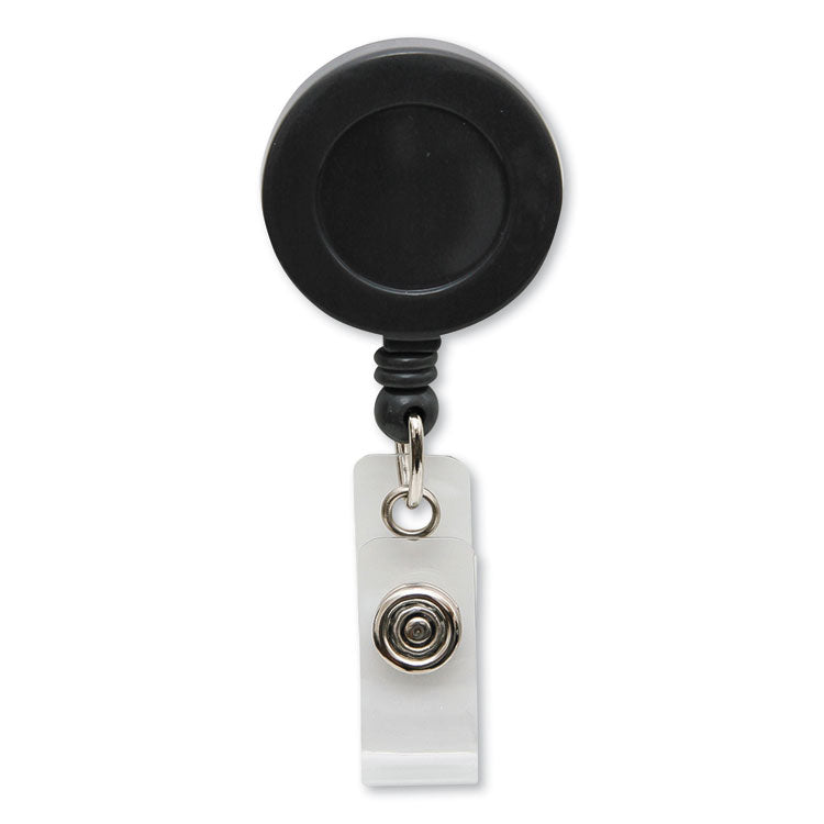 Swivel-Style Spring-Clip Id Card Reel, 30" Extension, Black