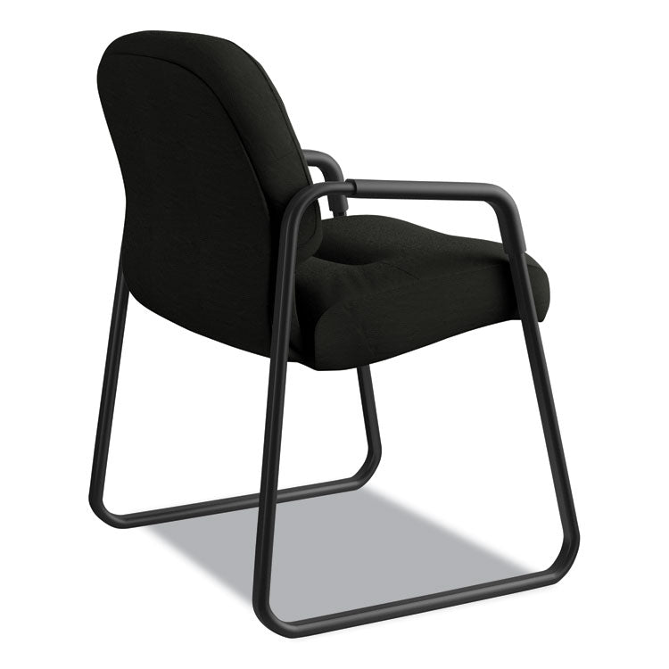 Pillow-Soft 2090 Series Guest Arm Chair, Leather Upholstery, 31.25" x 35.75" x 36", Black Seat, Black Back, Black Base