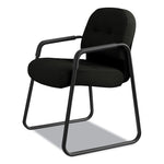 Pillow-Soft 2090 Series Guest Arm Chair, Leather Upholstery, 31.25" x 35.75" x 36", Black Seat, Black Back, Black Base