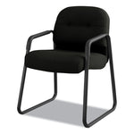 Pillow-Soft 2090 Series Guest Arm Chair, Leather Upholstery, 31.25" x 35.75" x 36", Black Seat, Black Back, Black Base