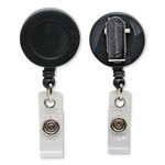 Swivel-Style Spring-Clip Id Card Reel, 30" Extension, Black