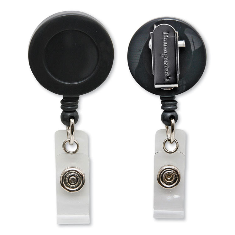 Swivel-Style Spring-Clip Id Card Reel, 30" Extension, Black
