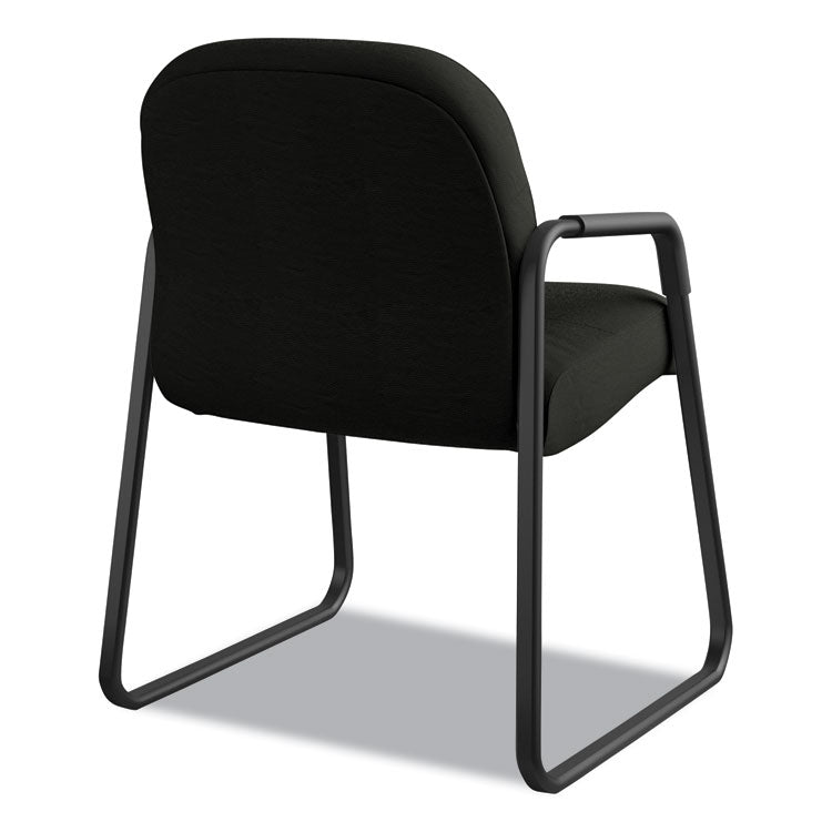 Pillow-Soft 2090 Series Guest Arm Chair, Leather Upholstery, 31.25" x 35.75" x 36", Black Seat, Black Back, Black Base