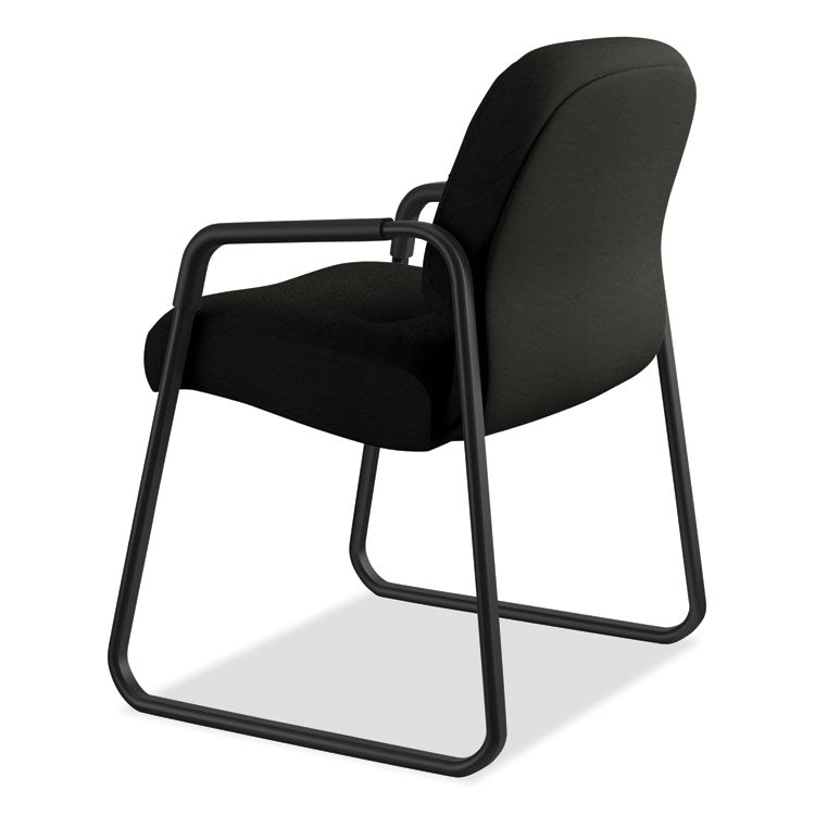 Pillow-Soft 2090 Series Guest Arm Chair, Leather Upholstery, 31.25" x 35.75" x 36", Black Seat, Black Back, Black Base