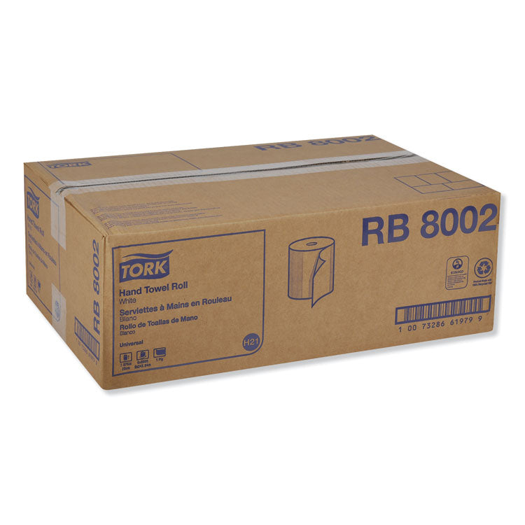 Universal Hand Towel Roll, 1-Ply, 7.88" x 800 ft, White, 6 Rolls/Carton