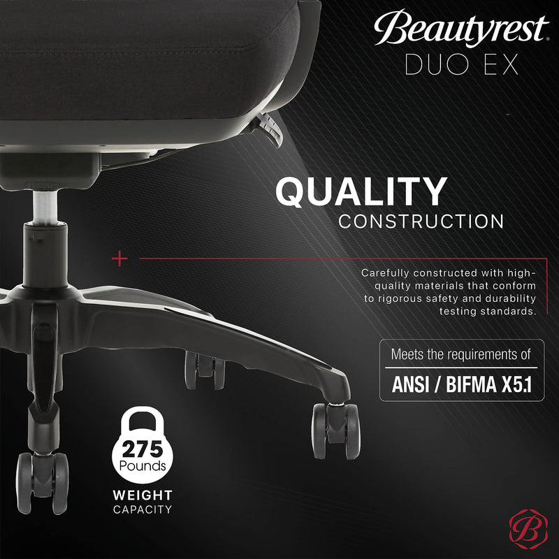 Beautyrest Duo-EX Ergonomic Mesh Swivel Task Chair, Black/Gray (60051GRY)