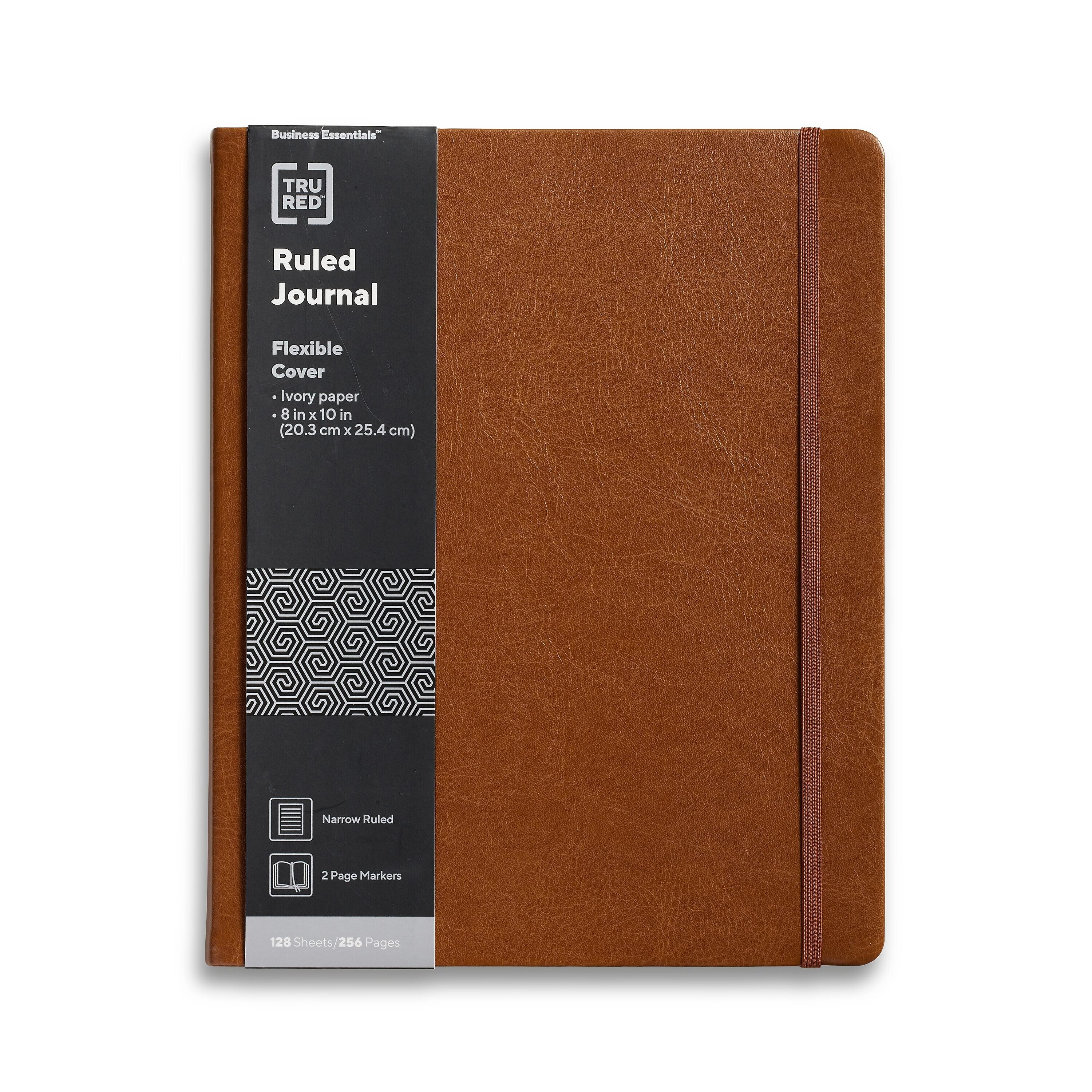 TRU RED™ 8” x 10” Large Flexible Cover Narrow Ruled Journal, Cognac (TR61953)