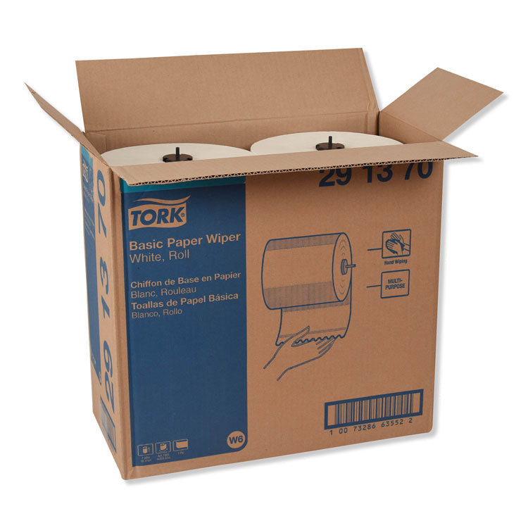 Basic Paper Wiper Roll Towel, 1-Ply, 7.68" x 1,150 ft, White, 4 Rolls/Carton