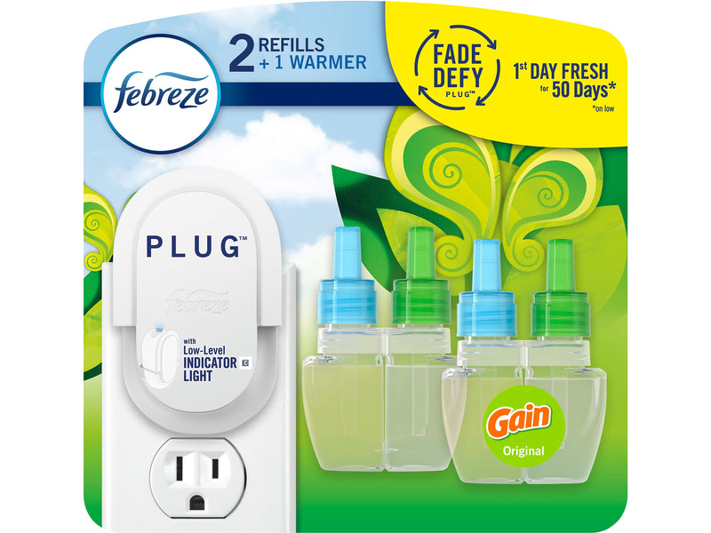 Febreze Fade Defy PLUG Air Freshener with 2 Oil Refills, Gain Original Scent, 0.87 Fl. Oz. (4166)