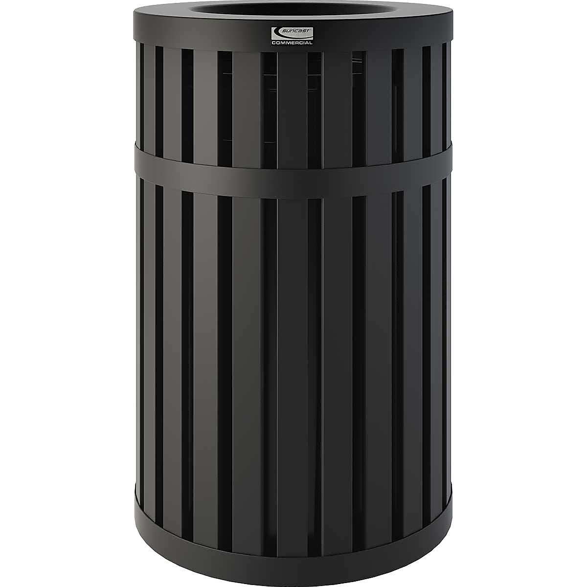 Suncast Commercial Steel Trash Can, 45 Gallon, Black (MTCRND4500)